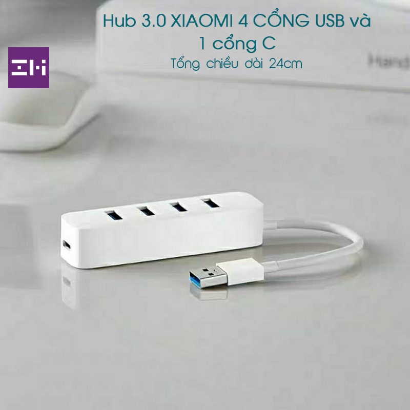 [Hỏa Tốc HCM] Hub 3.0 XIAOMI 4 CỔNG USB và 1 cổng C - lên tới 350mb/s