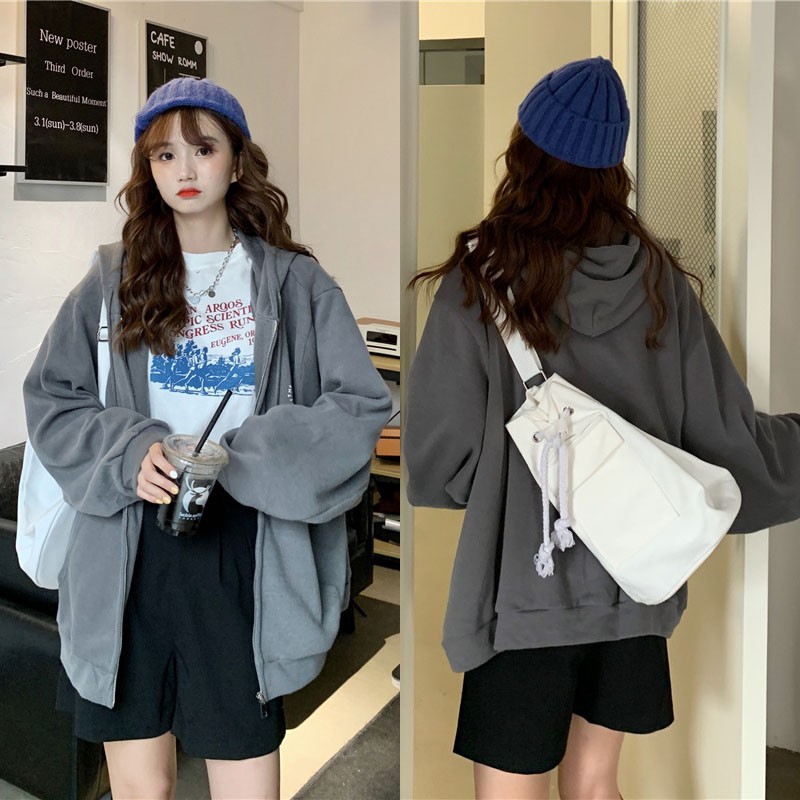 Áo Hoodie Khóa Kéo Form Rộng Thời Trang Năng Động Cho Nữ | BigBuy360 - bigbuy360.vn