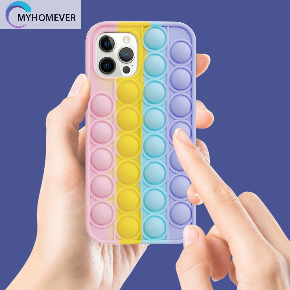Pop It Fidget Đồ chơi Silicone Relieve Stress Pop Fidget Đồ chơis Push Bubble Phone Case for iPhone