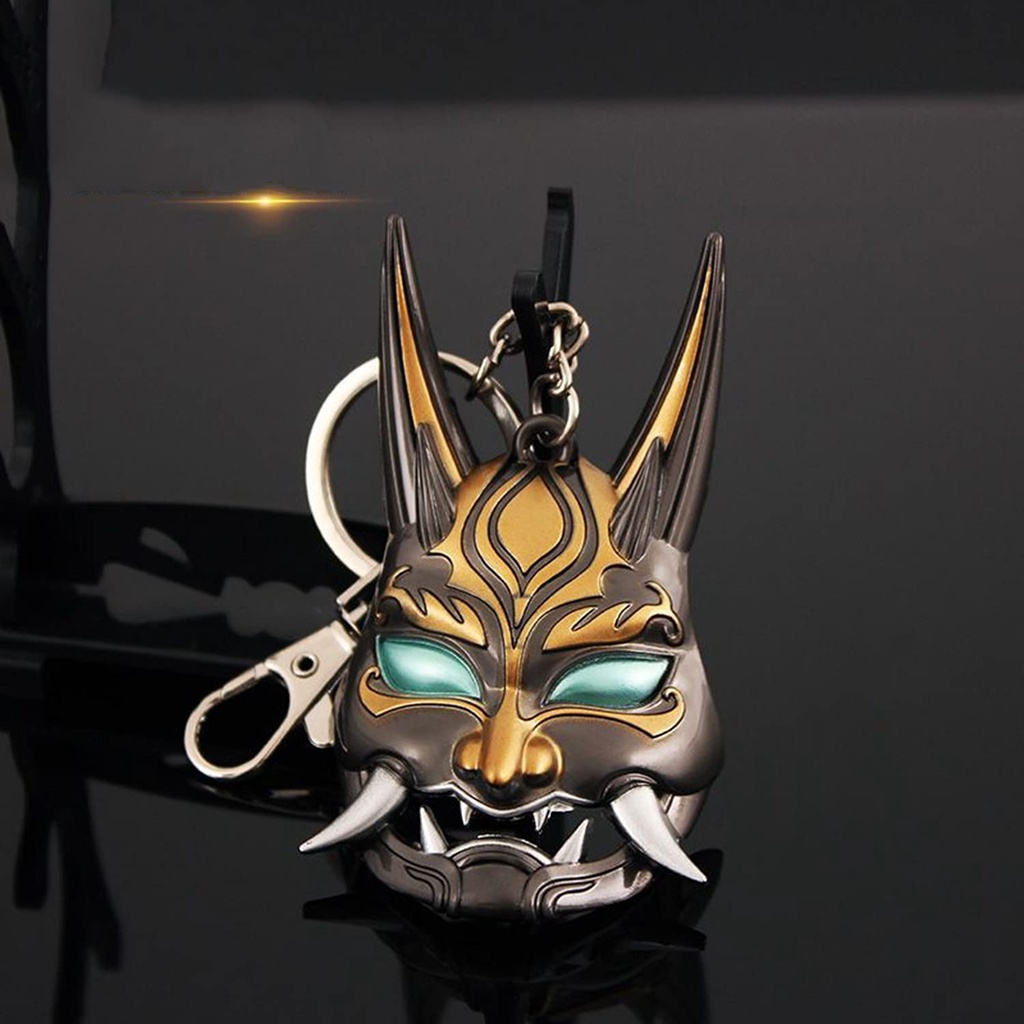 Mô hình móc khóa kim loại MẶT NẠ XIAO game GENSHIN IMPACT anime chibi