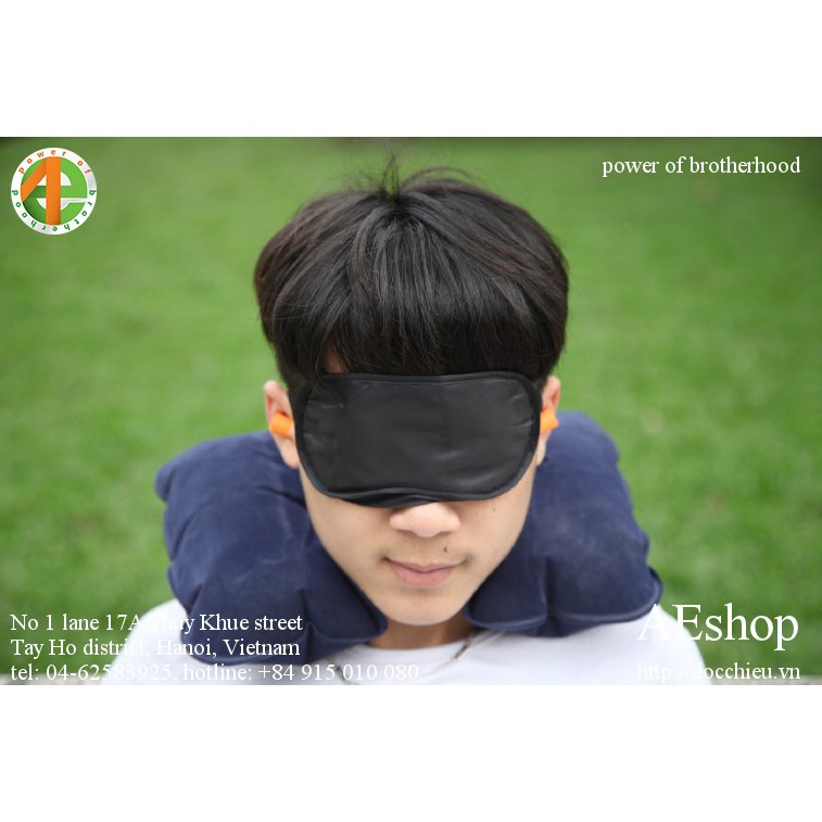 bộ gối hơi nút bịt tai và tấm che mắt.