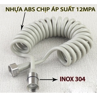 Dây Vòi Xịt Vệ Sinh, Vòi Xịt Bồn Cầu Đa Năng - Nhưa ABS, Đầu INOX 304 - Lò Xo Soắn Ốc Gọn Gàng, Dài từ 1,5M- 2M
