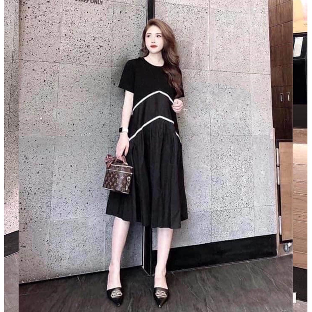 Váy bầu thời trang thiết kế M126 chất Cotton freesize từ 45 đến 70kg