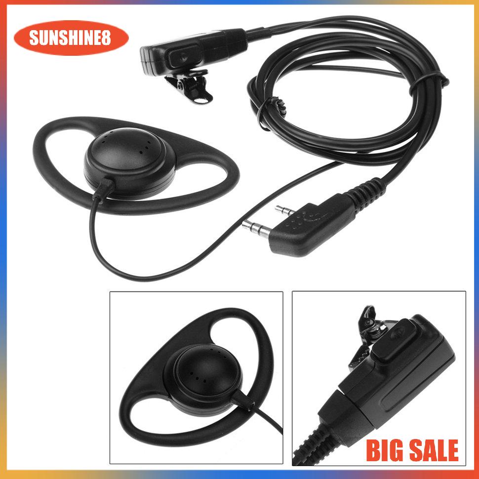 【SUN】2 Pin D-Shape Earpiece Headset MIC PTT Mic Earpiece Earphone for Baofeng