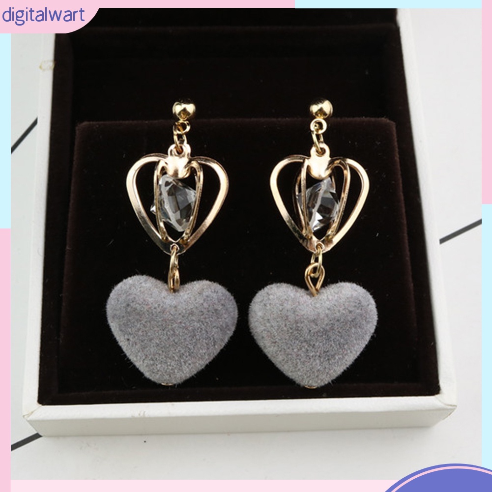 Bông Tai Hình Vương Miện / Trái Tim Đính Đá Thời Trang Dành Cho Nữ