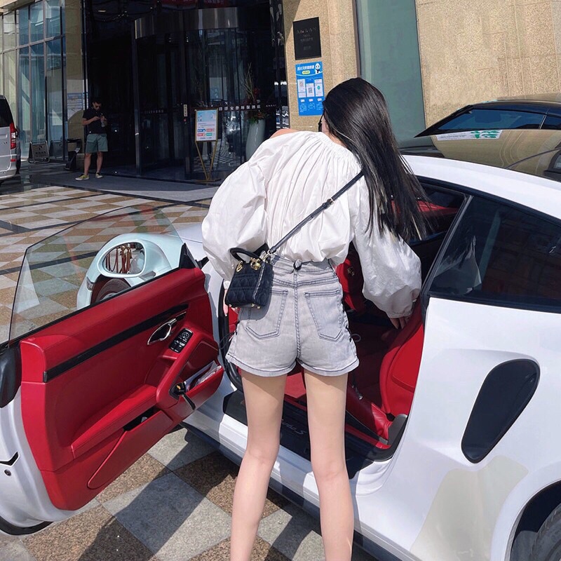 Áo sơ mi nữ hở vai cổ bo chun điệu đà