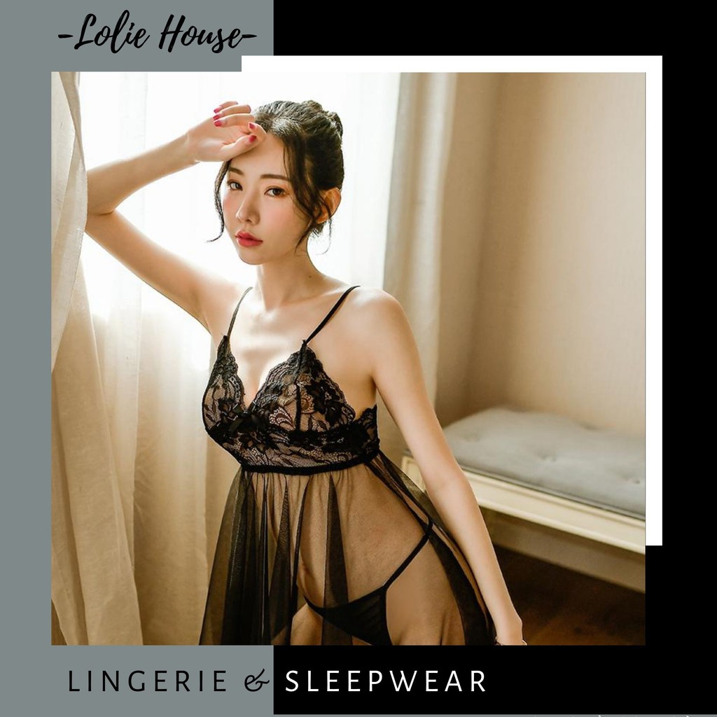 Váy ngủ sexy xuyên thấu - Đầm ngủ siêu mỏng trong suốt kèm quần lót dây lọt khe LOLIE HOUSE - VN7 | BigBuy360 - bigbuy360.vn
