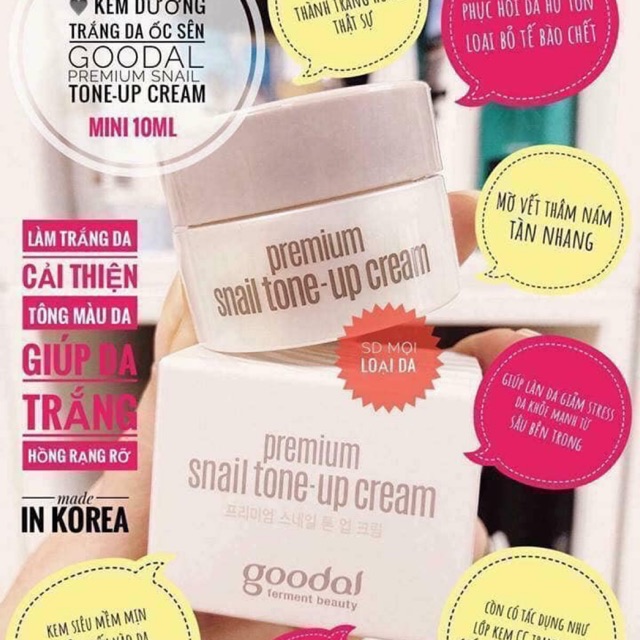 Kem Dưỡng Trắng Da Cao Cấp Goodal Premium Snail Tone-up Cream #0