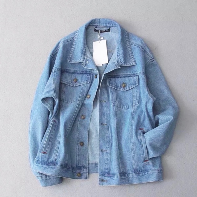 ÁO KHOÁC JEANS XANH TRƠN UNISEX (hình chụp thật)