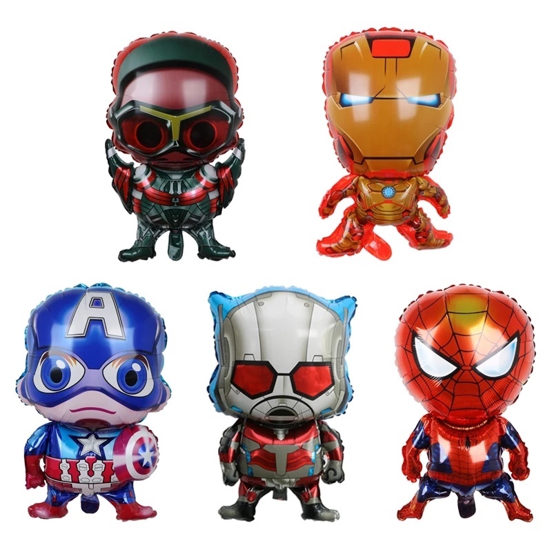 Set 5 Bong Bóng Lá Nhôm Hình Spiderman Captain America Trang Trí Tiệc Sinh Nhật Cho Bé