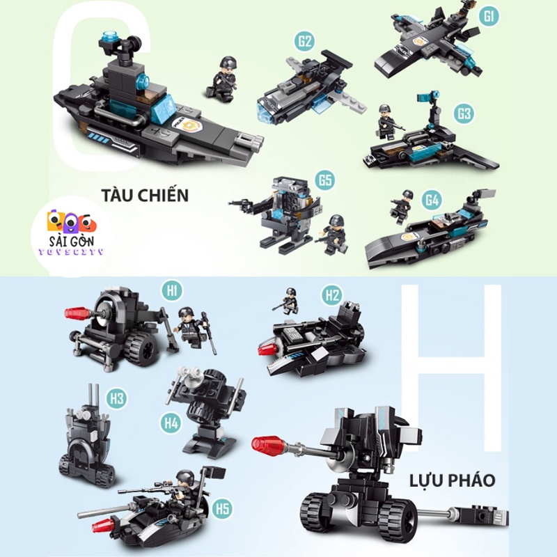 Đồ Chơi Lắp Ráp Kiểu LEGO Mô Hình Cảnh Sát Ưu Tú Swat ROBOT Chiến Đấu/ Máy Bay Trực Thăng/ Xe Chỉ Huy Với 820 PCS