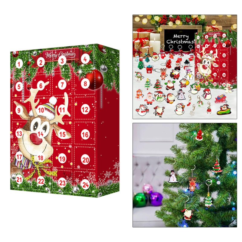 Lịch Đếm Ngược Ngày Giáng Sinh Có Móc Khóa Hình Ông Già Noel