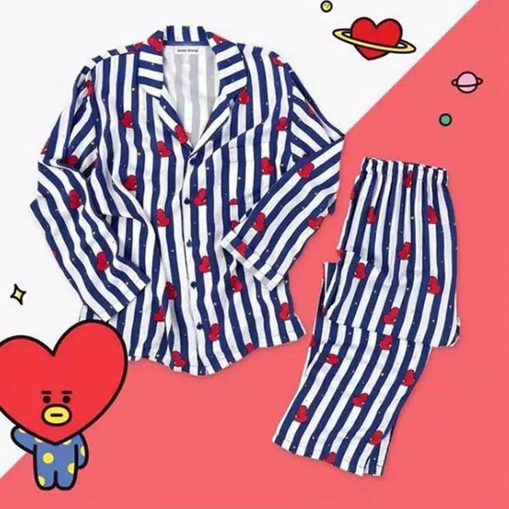 Bộ Đồ Ngủ Dài Tay In Hình Nhân Vật Bt21 Bts