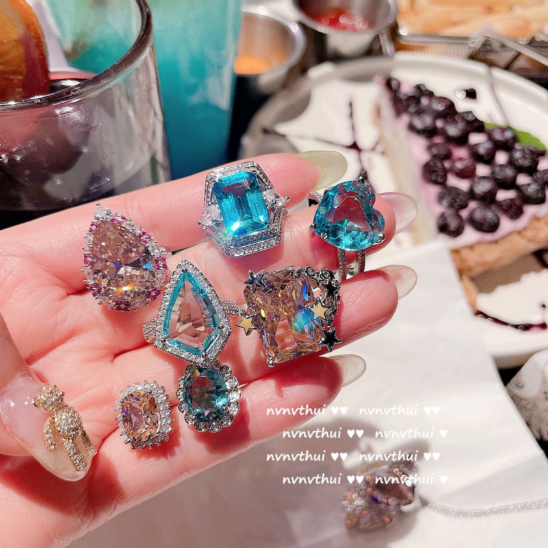 Nhẫn Mạ Vàng 18K Đính Đá Zircon Màu Hồng Hình Giọt Nước Thời Trang Dành Cho Nữ