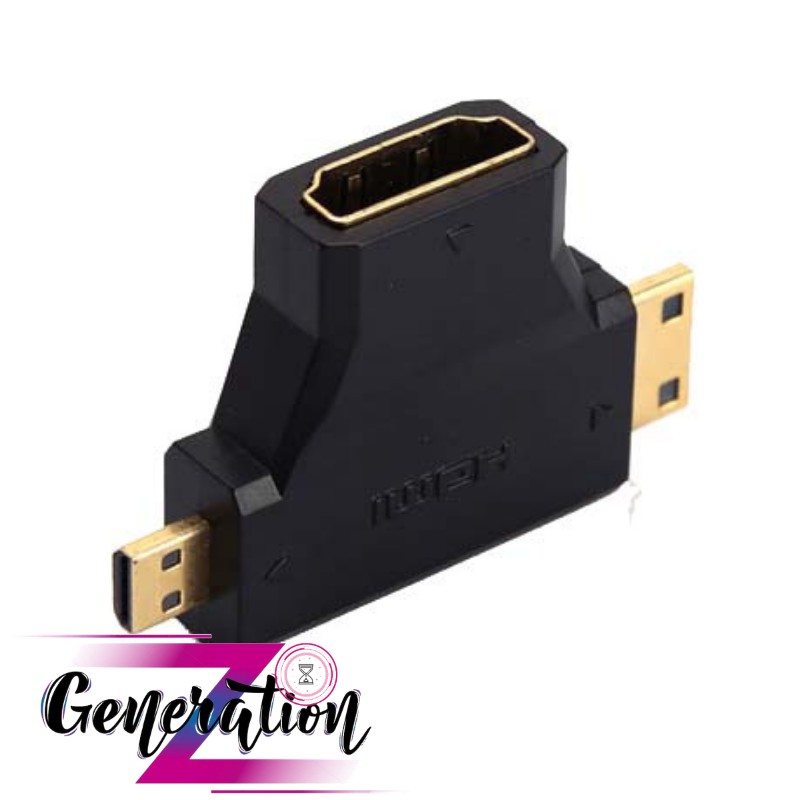 Đầu đổi HDMI ra 2 đầu Mini HDMI và Micro HDMI - Đầu Nối HDMI Female To Mini HDMI/Micro HDMI Male