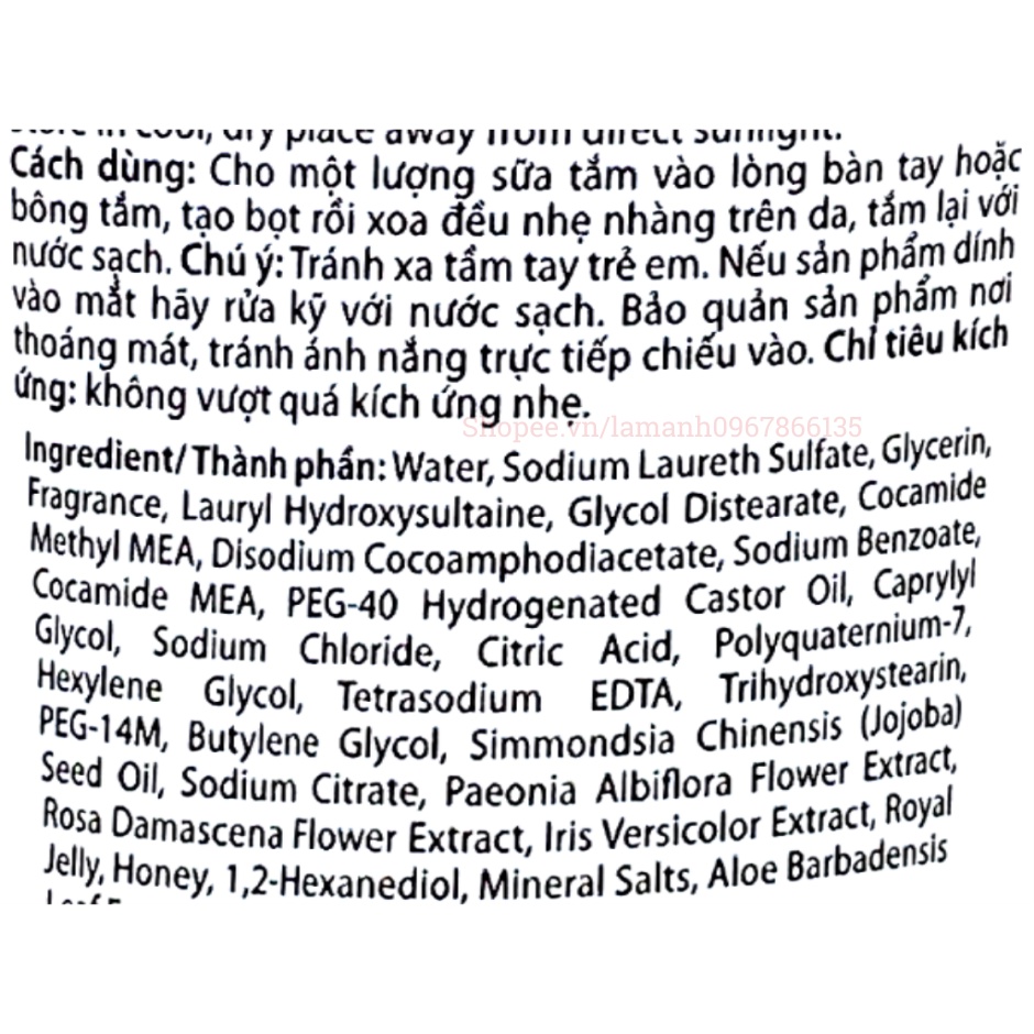 Sữa Tắm Hương Nước Hoa Thơm Double Rich Hàn Quốc Hoa Hồng - Iris - Anh Đào Dưỡng Da Tắm Trắng Sáng 200g/550g