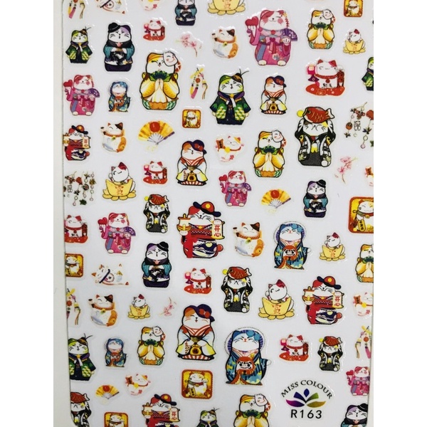 Sticker dán móng tay nail mẫu tết con mèo thần tài
