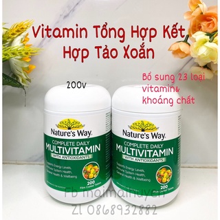 (Đủ Bill+Tem chemist) Vitamin Tổng Hợp Tảo Biển Nature’s way Lọ 200 Viên