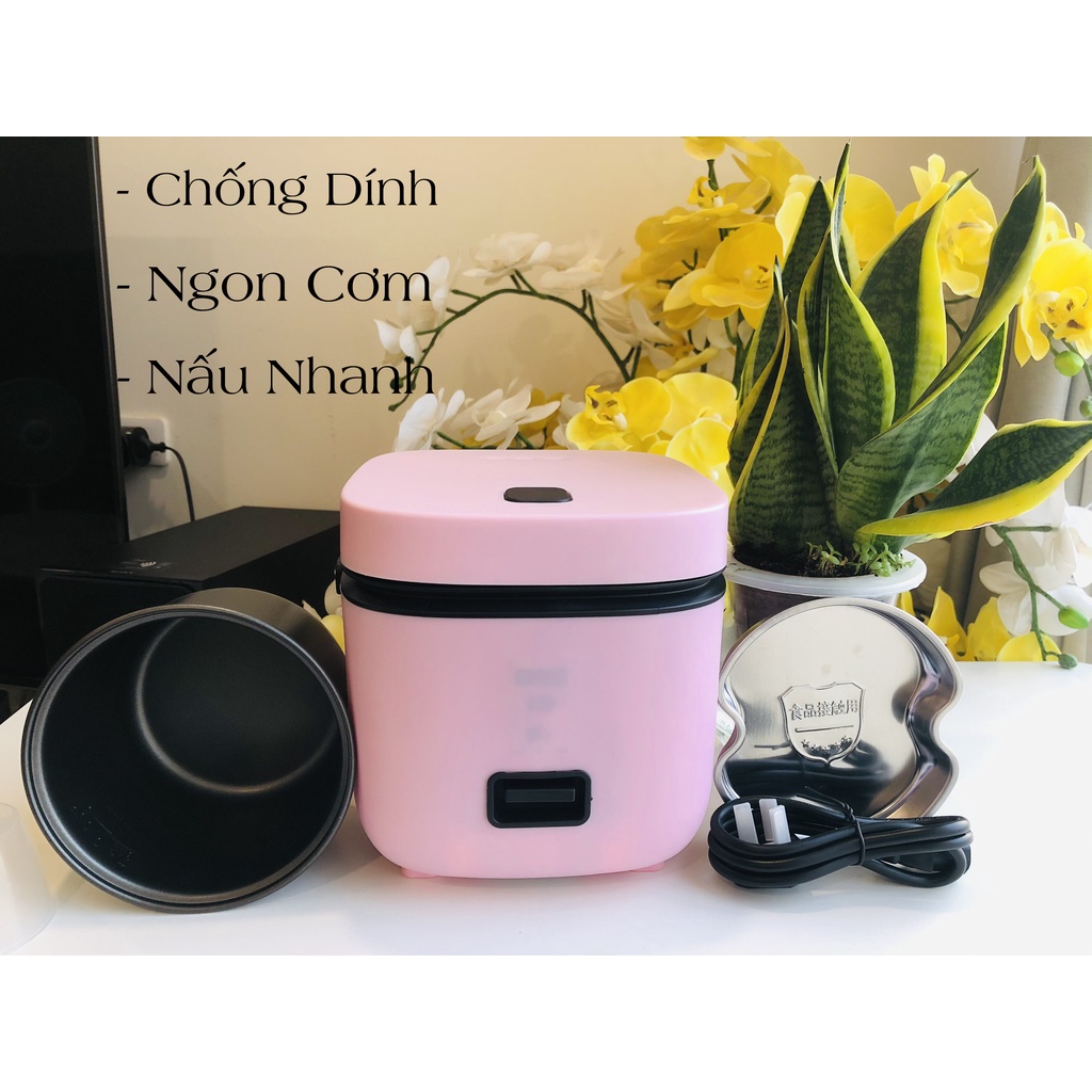 Nồi Cơm Điện Mini Đa Năng 1,2L (Nấu Cháo, Hầm, Chưng, Hấp, Luộc)Chống Dính, Nấu Nhanh, Ngon Cơm, Tự Ngắt Điện