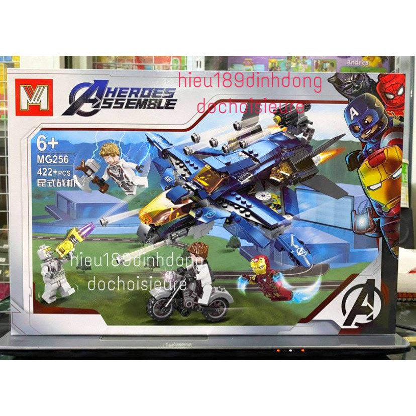 Lắp ráp xếp hình non Lego siêu anh hùng mg256 : Máy Bay Quinjet 422+ mảnh