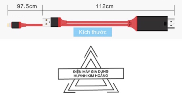 Dây Cable kết nối điện thoại iPhone với tivi , máy chiếu Lightning to HDMI 2M