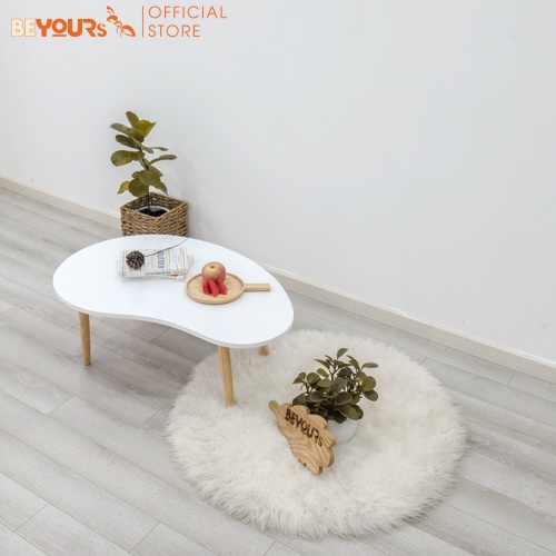 Bàn trà bàn sofa BEYOURs D Table kiểu dáng hình hạt đậu, gỗ cao su chắc chắn - Size S - 2 màu: trắng (MDF), gỗ