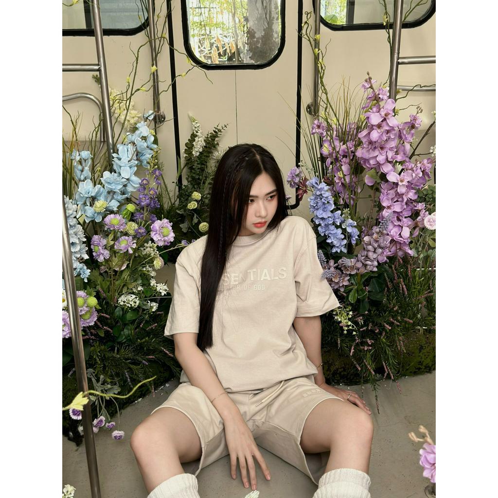 (HÀNG XUẤT XỊN) Áo thun ES002 Essential tee 2 màu đen &amp; be  Made in Cam/bodia full tag-code   SIZE : S M L