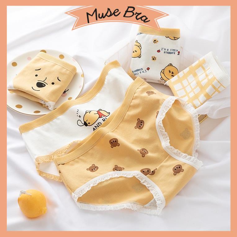 [Giá sỉ] Quần Lót Nữ Cotton Hình Gấu Vàng Dễ Thương Siêu Hot