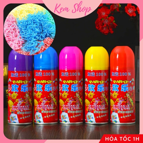 Chai xịt dạng dây nhiều màu sắc trang trí sinh nhật đám cưới sự kiện, chụp ảnh kỷ niệm - Kemshop K150