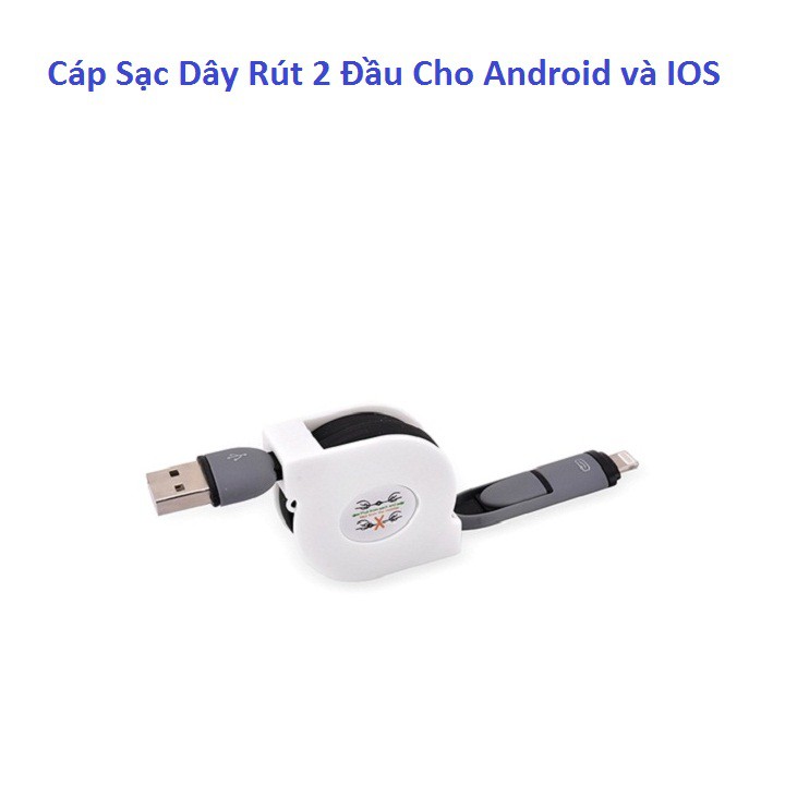 Cáp Sạc Dây Rút 2 Đầu Micro USB và lightning