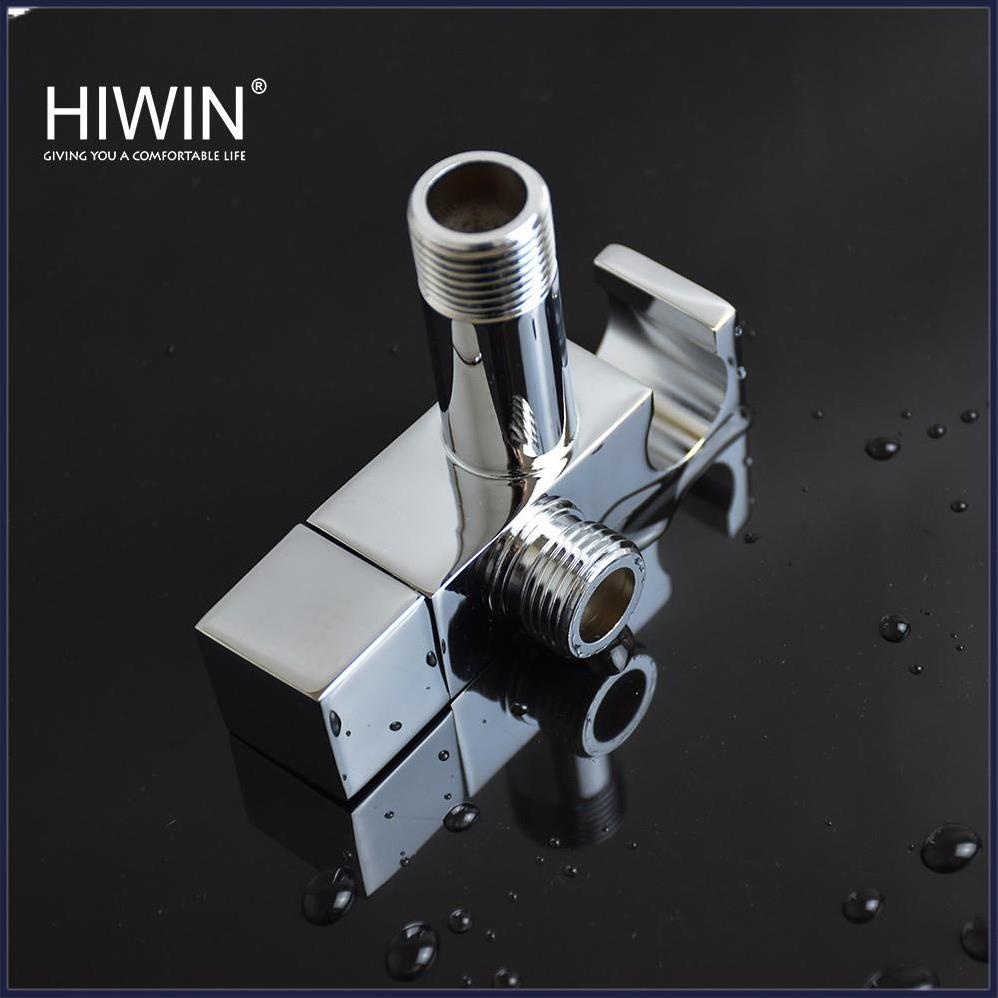 Van T chia nước, van giảm áp lực nước có đế cài chất liệu đồng mặt gương HIWIN JF-058