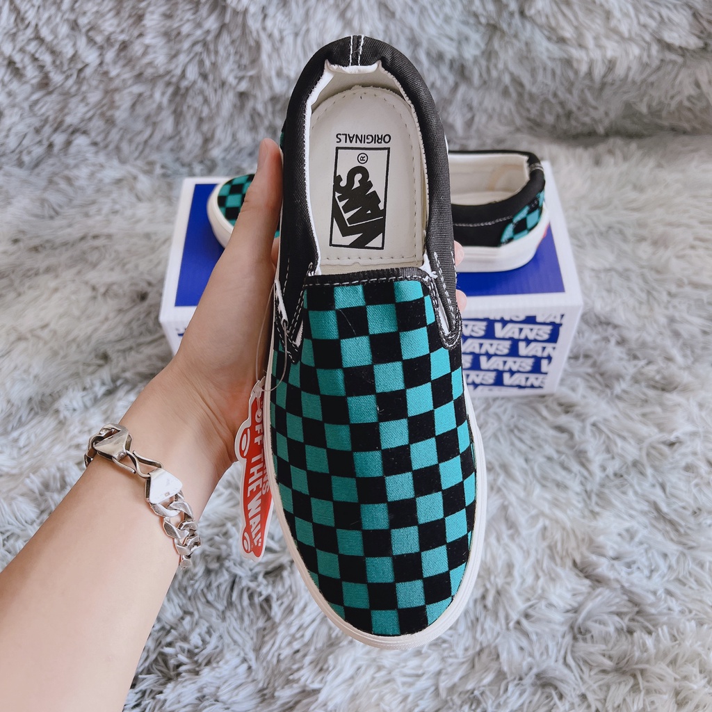 Giày vans caro xanh hàng 1:1 chất lượng