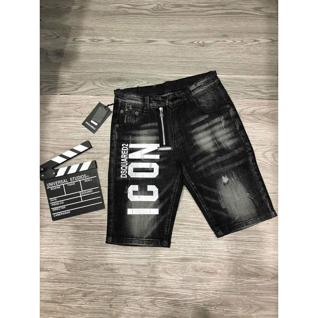 Quần short jean nam DSQ xám rách in BBR chất bò vải dày fỏm đẹp co dãn tốt cao cấp tara_shop96