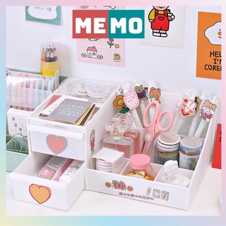 Kệ đựng mỹ phẩm, hộp đựng bút dụng cụ học tập tủ nhựa mini nhiều ngăn 3 tầng MEMO