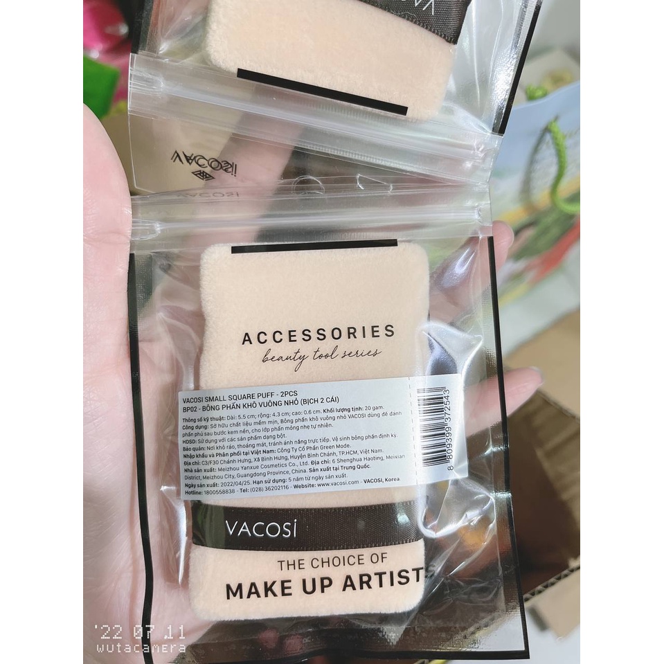 Bịch 2 bông phấn vacosi khô vuông nhỏ
