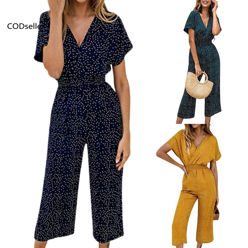 COD_ Loose Summer Jumpsuit Loose Jumpsuit Pocket Overalls Breathable for Vacation