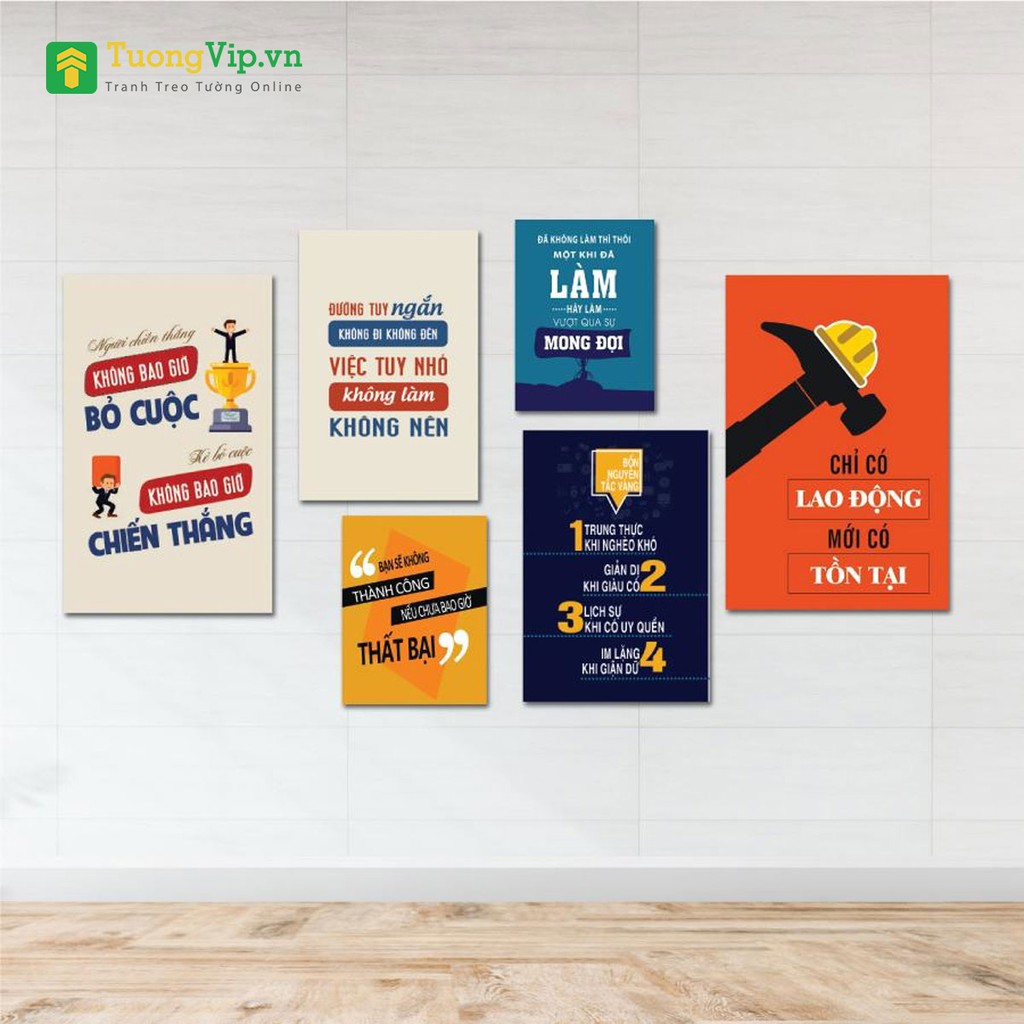 Tranh Laminate - Combo Tranh Treo Tường Văn Phòng, Slogan Tạo Động Lực 09 (Bộ 6 Tấm)