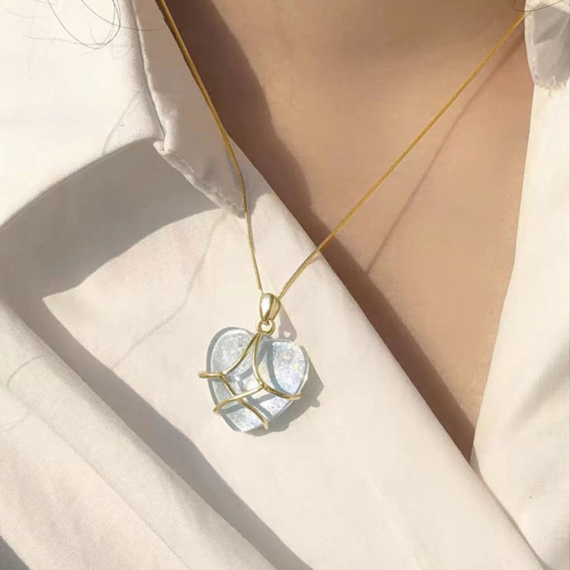 Vòng cổ Mặt Đá Quý Hình Trái Tim Phong Cách Vintage Cho Nữ