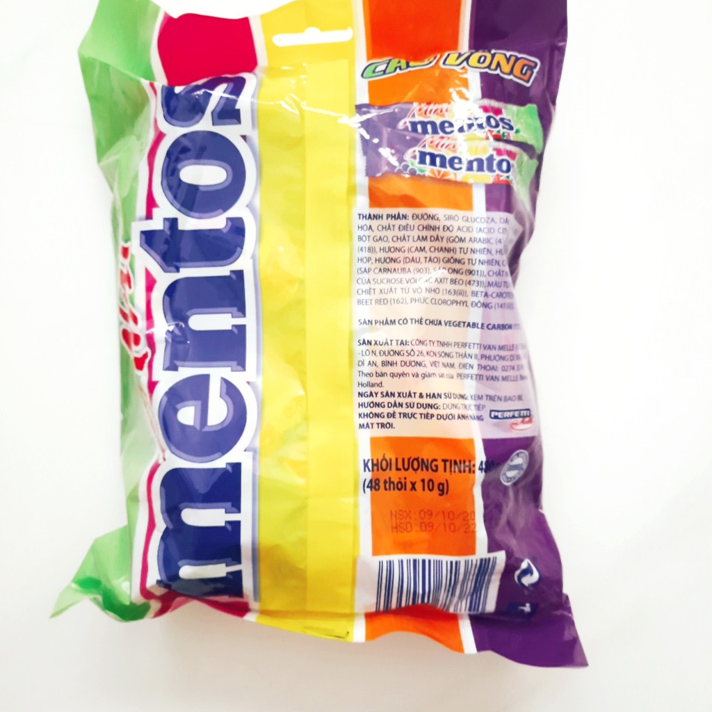 Kẹo nhai Mentos mini cầu vồng (48 thỏi)