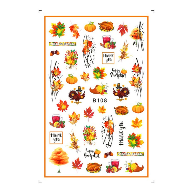 Miếng Dán Trang Trí Móng Tay Hình Lá Phong Mùa Thu