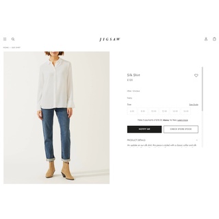 Áo sơ mi lụa trắng Jigsaw Silk Shirt J33889