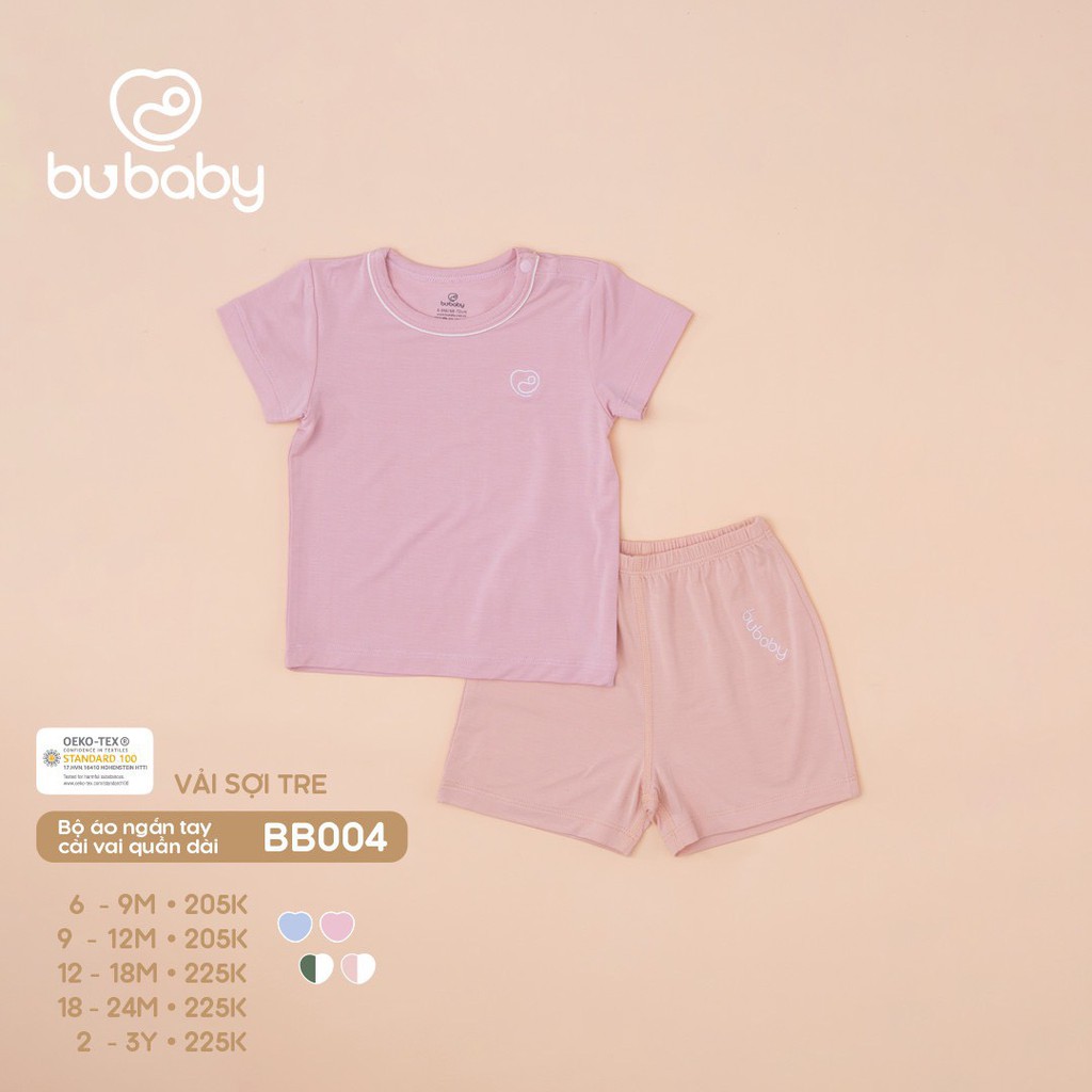 [BU BABY] Bộ cộc tay cài vai quần đùi sợi tre bé trai / bé gái BB004