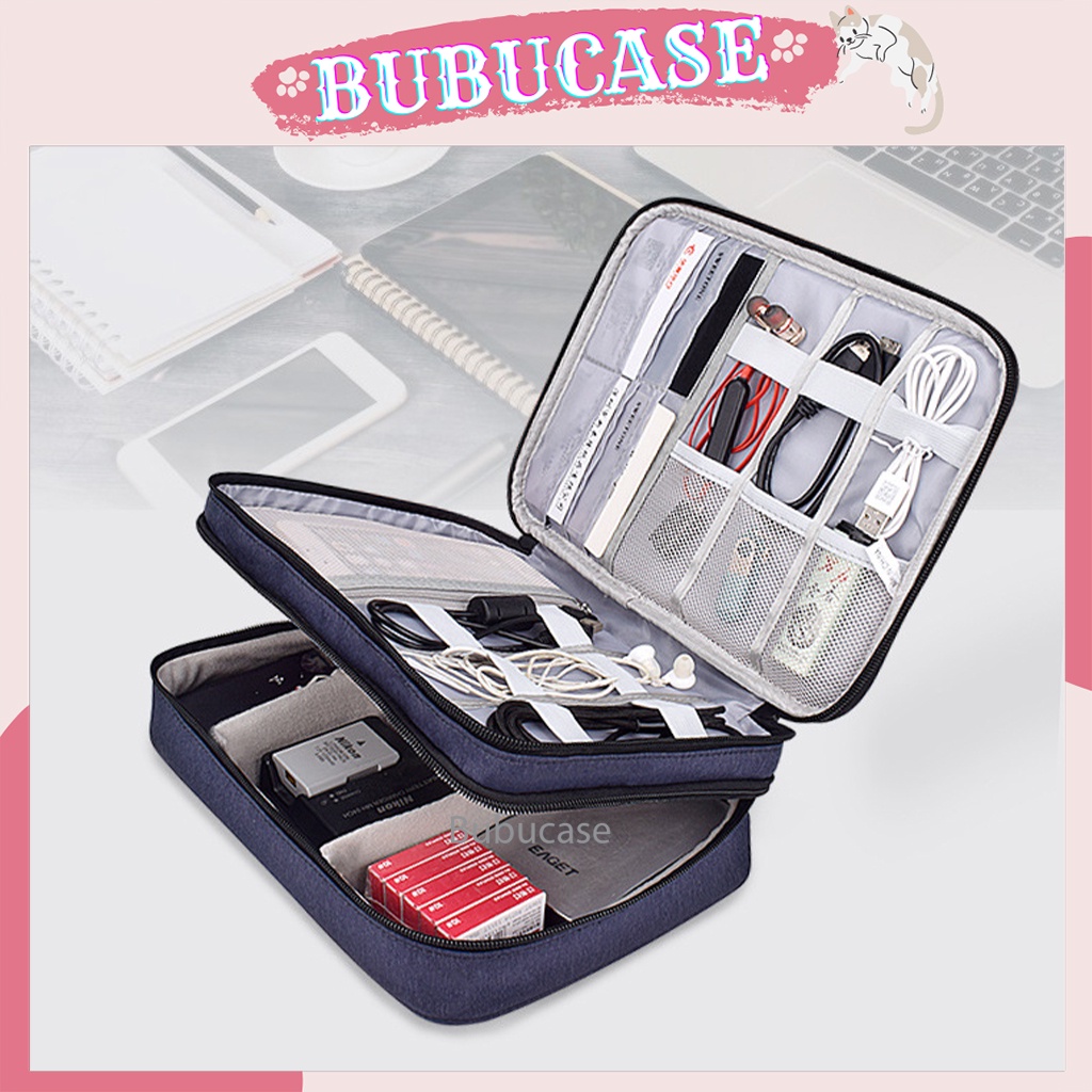 Túi Phụ Kiện Công Nghệ 2 Ngăn Sức Chứa Lớn, Đa Năng Đựng Điện Thoại, Sạc Dự Phòng - Vải Agni Cao Cấp Chống Thấm [FT4]