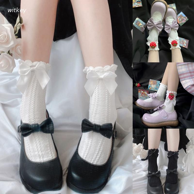 Tất Dệt Kim Phối Nơ Phong Cách Lolita Đáng Yêu Cho Nữ