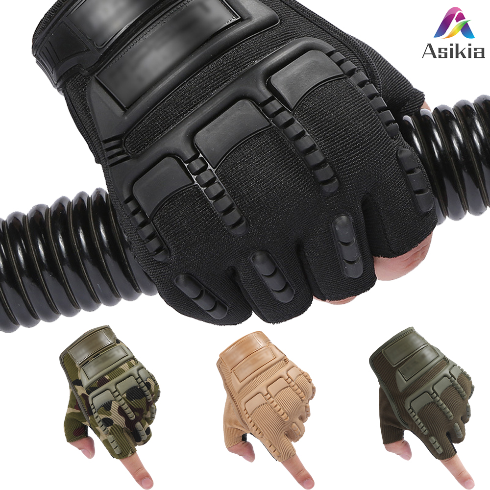 Cặp găng tay quân đội/ đi xe đạp hở nửa ngón không trượt phù hợp cho chơi thể thao/ đi bộ/ hoạt động ngoài trời