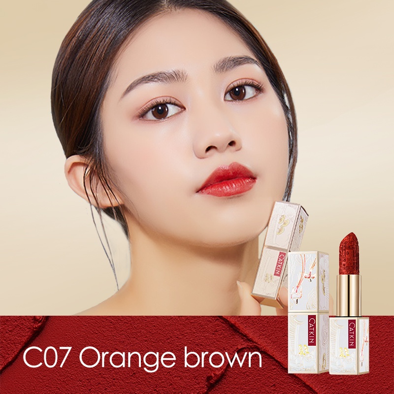 Son Môi  CATKIN Son lì kháng nước bền màu thiết kế vỏ chạm khắc sang trọng thời trang 3.6g