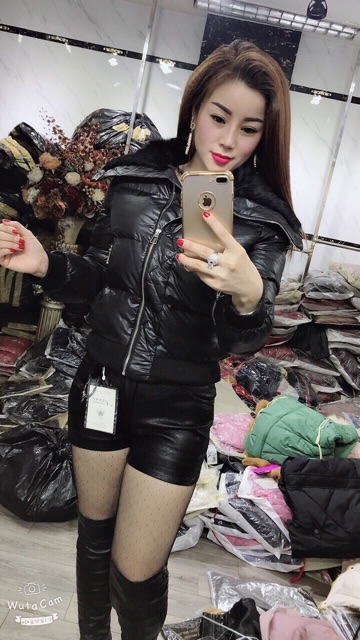 Áo phao dáng ngắn bo gấu