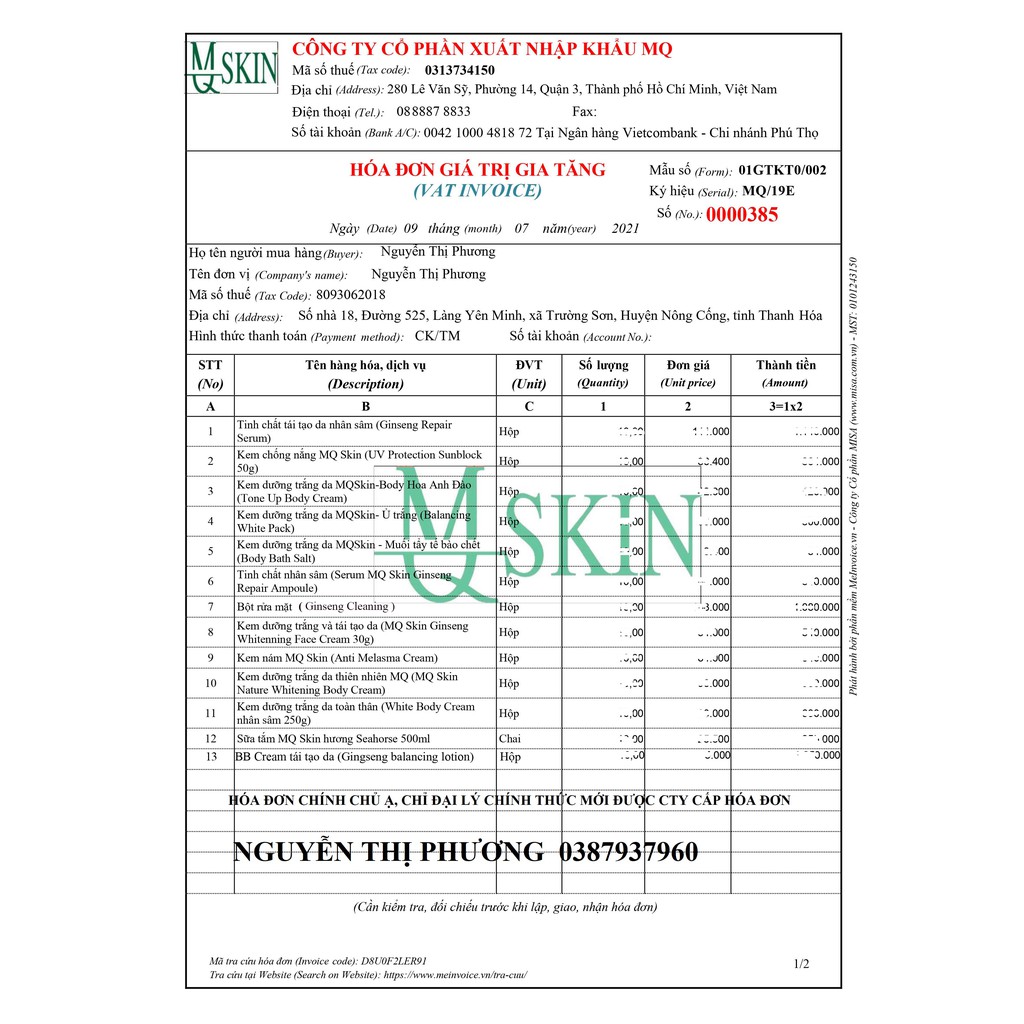 Bột rửa mặt nhân sâm MQSkin  MQSKIN giảm thâm mụn, tàn nhang, thay da tái tạo da cùng serum mqskin