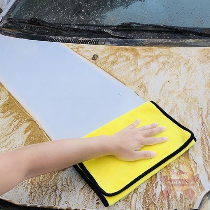 Khăn đa năng 2 lớp lau xe hơi phủi kính Microfiber 60x30cm và 30x30cm dày mịn không rụng sợi