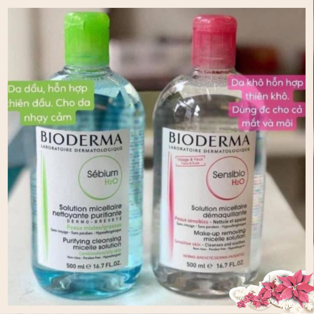 Nước Tẩy Trang Bioderma H2O 500ml Créaline Hồng, Sébium Xanh siêu khuyến mãi